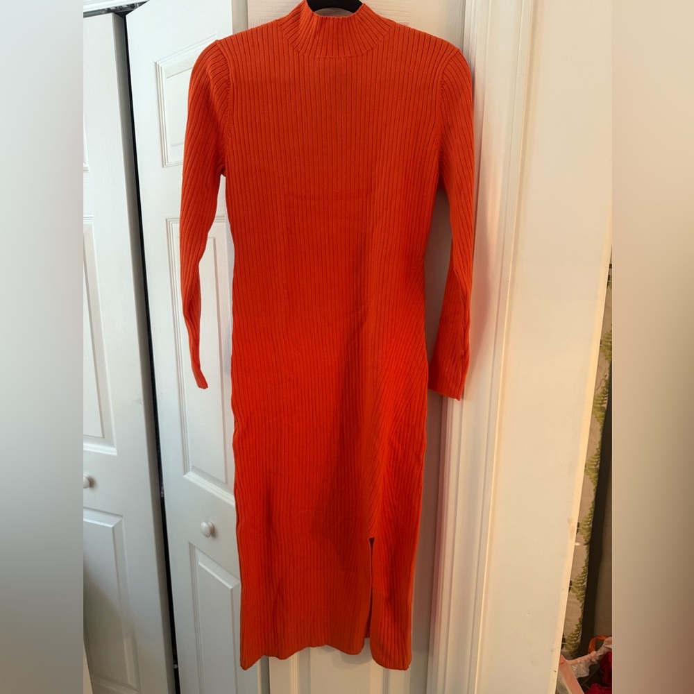 Orange knit longline ribbed dress NWT Clemson attire